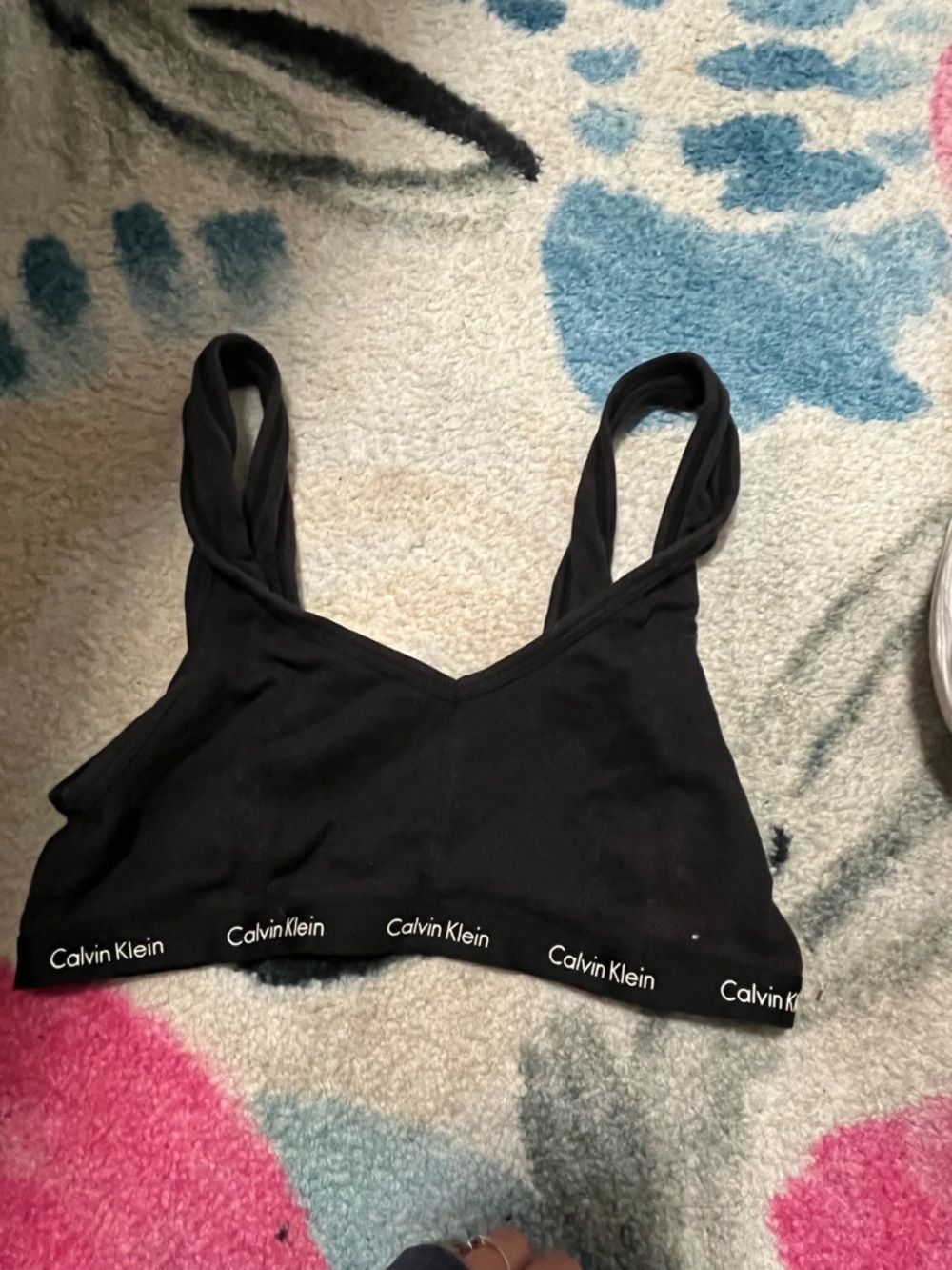 Calvin Klein Black Logo Elastic Seamless Bralette
